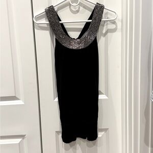 Forever XXI Black Top with Beaded Neckline